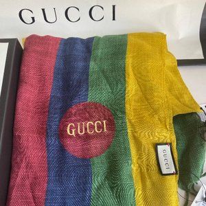 NEW GUCCI NEW BAIADERA STRIPE WOOL SILK LUXURY